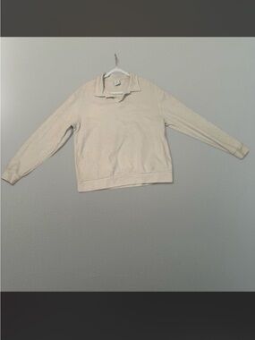 Zara Cream Collared Scoop-Neck Sweater